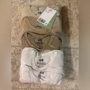 H&M Baby Bodysuit Set - White, Tan, Brown